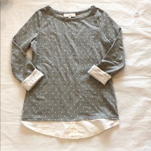 LOFT 3/4 Sleeve Gray Shirt Size Small